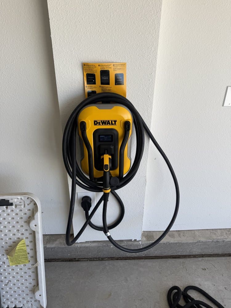 DeWalt Level 2 EV charger installed by Halligan Electric